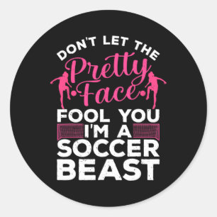Grappige Voetbal Kunst Voor Vrouwen Meisjes Voetba Ronde Sticker