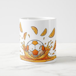Grappige Voetbal Oranje Spat Coffee Mug Grote Koffiekop