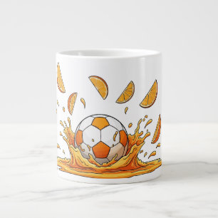 Grappige Voetbal Oranje Spat Coffee Mug Grote Koffiekop