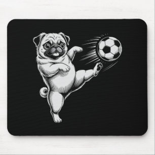 Grappige Voetbal Pug Vader Hond Speelclub Doel Kin Muismat
