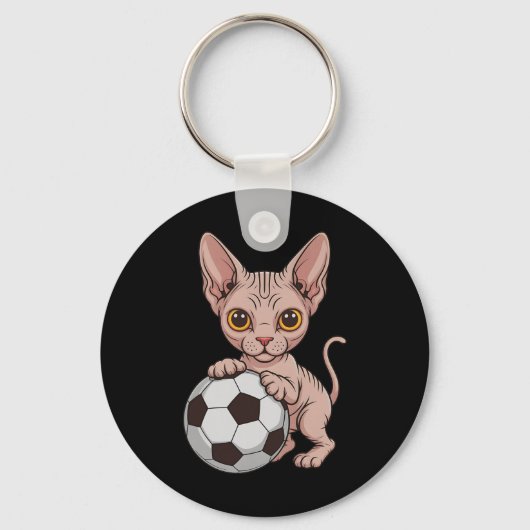 Grappige Voetbal Sfinx Gewoon Meisje Dat Van Katte Sleutelhanger (Voorkant)