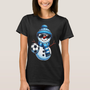Grappige Voetbal Sneeuwman Winter Sport Liefhebber T-shirt
