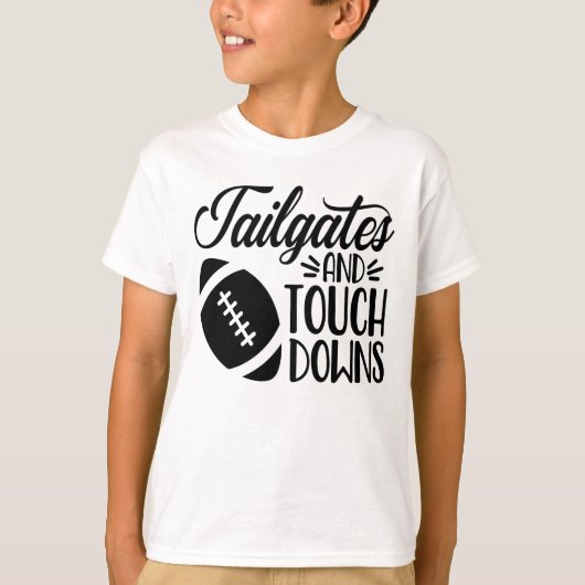 Grappige Voetbal T-shirt Tailgates En Touchdowns (Voorkant)