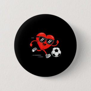 Grappige Voetbal Valentijnsdag Hart Jongens Heren Ronde Button 5,7 Cm
