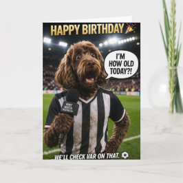 Grappige Voetbal Verjaardagskaart Hond VAR Grap Kaart