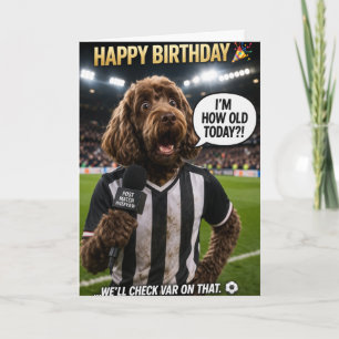 Grappige Voetbal Verjaardagskaart Hond VAR Grap Kaart