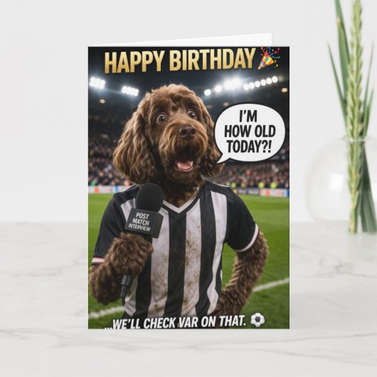 Grappige Voetbal Verjaardagskaart Hond VAR Grap Kaart (Voorkant)