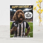 Grappige Voetbal Verjaardagskaart Hond VAR Grap Kaart (Gele Bloem)
