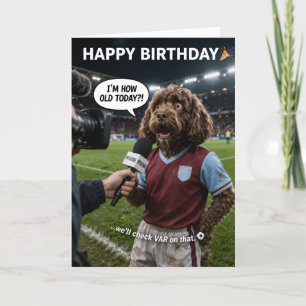 Grappige Voetbal Verjaardagskaart VAR Grap Hond Kaart
