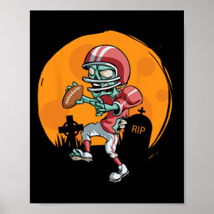 Grappige Voetbal Zombie Speler Halloween Voetbal S Poster