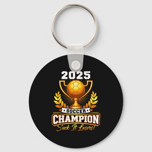 Grappige Voetbalkampioen 2025 Trofee Sleutelhanger (Voorkant)
