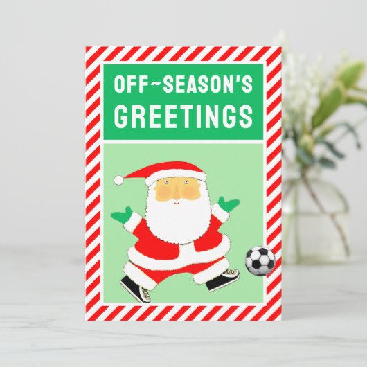 Grappige voetbalkerst feestdagenkaart (Staand voorkant)