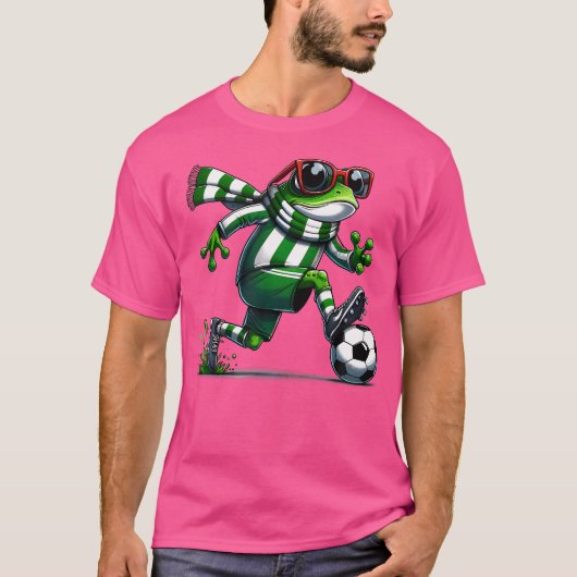 Grappige Voetbalkikker Dierenkikker Voetbal spelen T-shirt (Voorkant)