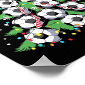 Grappige Voetballer Xmas Lights Voetbal Kerstmis T Poster (Hoek)