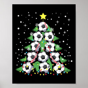 Grappige Voetballer Xmas Lights Voetbal Kerstmis T Poster