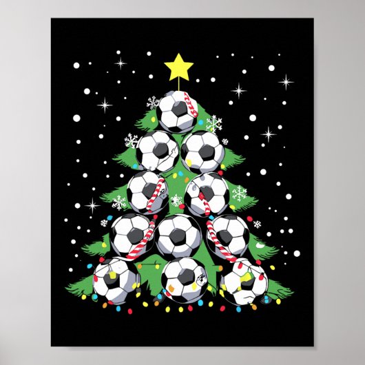 Grappige Voetballer Xmas Lights Voetbal Kerstmis T Poster (Voorkant)