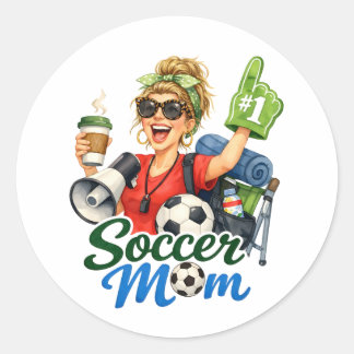 Grappige Voetbalmoeder Ronde Sticker