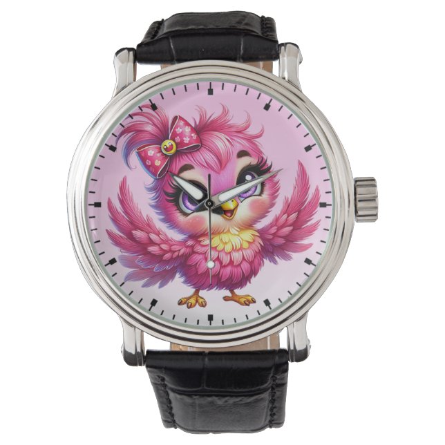 Grappige Vogel Cartoon Sublimatie-56342 Horloge (Voorkant)