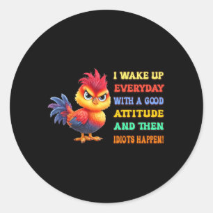 Grappige Vogel Chagrijnige Haan Sarcastische Citaa Ronde Sticker