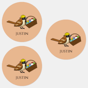 Grappige vogel een kleurrijke eiermand   personali labels
