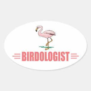 Grappige Vogel Flamingo Ovale Sticker
