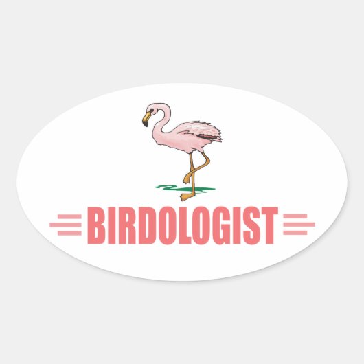 Grappige Vogel Flamingo Ovale Sticker (Voorkant)