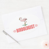 Grappige Vogel Flamingo Ovale Sticker (Envelop)