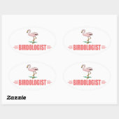 Grappige Vogel Flamingo Ovale Sticker (Vel)