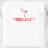 Grappige Vogel Flamingo Ovale Sticker (Tas)