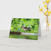 Grappige Vogel - het Denken aan u Kaart (Gele Bloem)