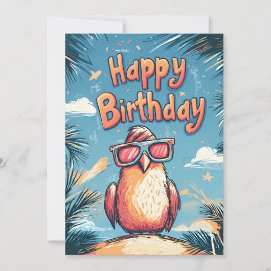 Grappige vogel in zonnebril Tropische verjaardag Kaart (Voorkant)