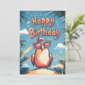 Grappige vogel in zonnebril Tropische verjaardag Kaart (Staand voorkant)