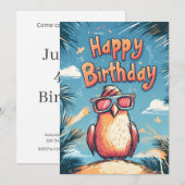 Grappige vogel in zonnebril Tropische verjaardag Kaart (Voorkant / Achterkant)