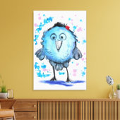 Grappige Vogel - Waterverf Canvas Afdruk (Insitu (Woonkamer))