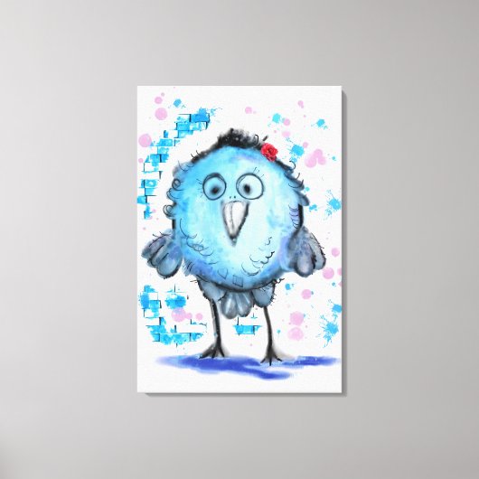 Grappige Vogel - Waterverf Canvas Afdruk (Voorkant)