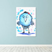 Grappige Vogel - Waterverf Canvas Afdruk (Insitu (Houten vloer))