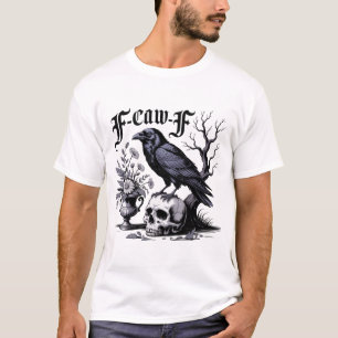 Grappige Vogel Zwarte Kraai f-kauw-f schedel T-shirt