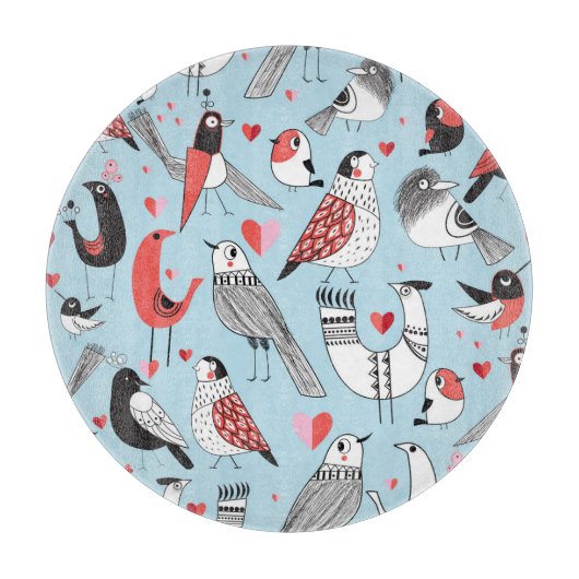 Grappige vogelillustraties, grafisch naadloos. snijplank (Voorkant)