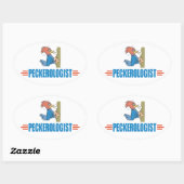 Grappige vogelkijker ovale sticker (Vel)