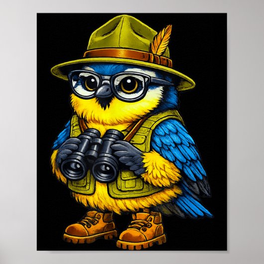 Grappige Vogelnerd die Vogelliefhebber Kijkt Poster (Voorkant)
