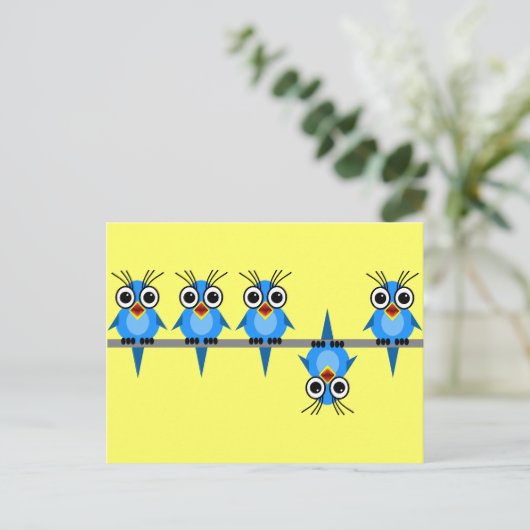 grappige vogels briefkaart (Staand voorkant)