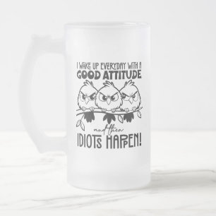 Grappige vogels cadeaus met idiote spreuken matglas bierpul