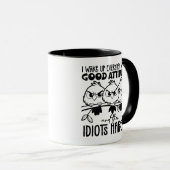 Grappige vogels cadeaus met idiote spreuken mok (Voorkant rechts)
