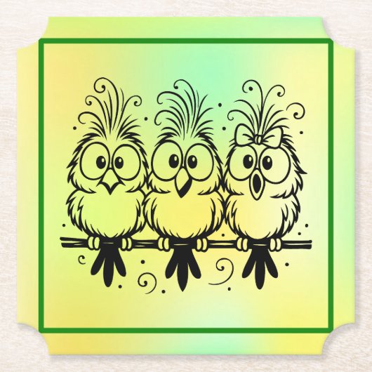 Grappige Vogels Cartoon-56456 Kartonnen Onderzetters (Voorkant)
