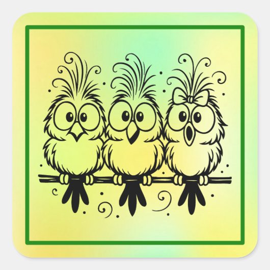 Grappige Vogels Cartoon-56456 Vierkante Sticker (Voorkant)