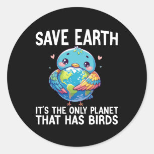 Grappige vogels Earth Day Milieubewuste vrouwen Ronde Sticker