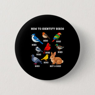 Grappige vogels identificatie vogelaar hoe te ronde button 5,7 cm