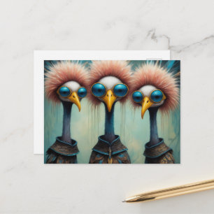 Grappige vogels in truien briefkaart