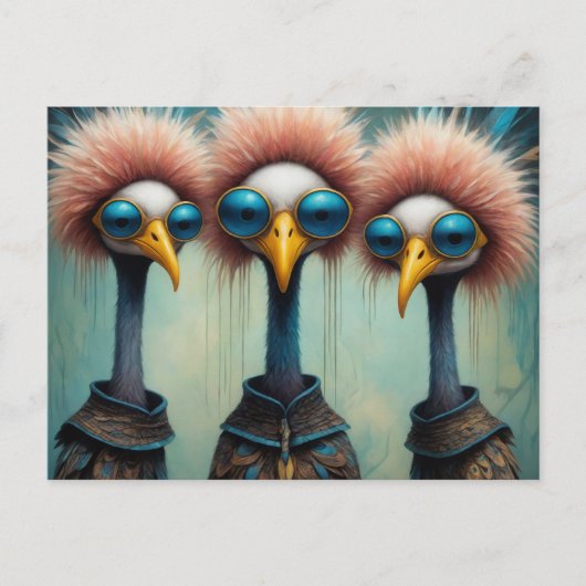 Grappige vogels in truien briefkaart (Voorkant)