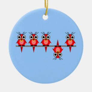 grappige vogels keramisch ornament